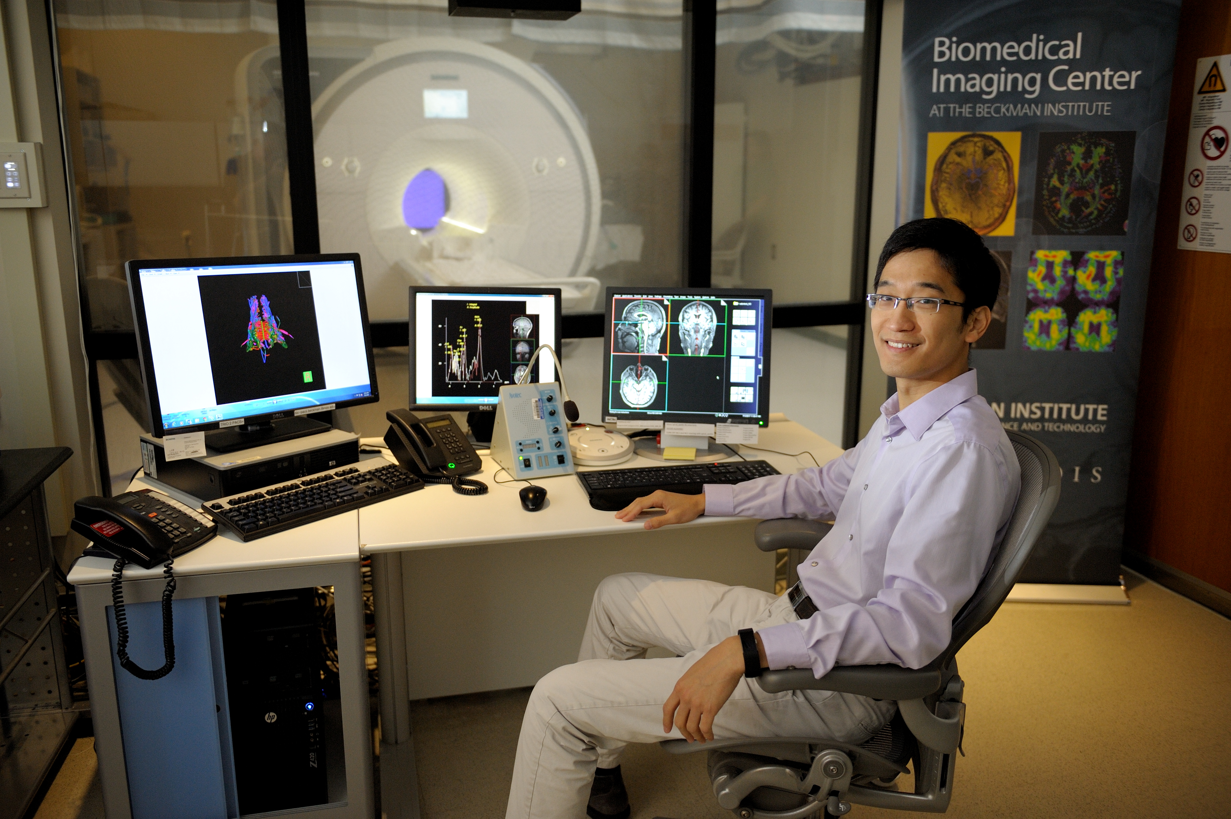 Researcher in control room